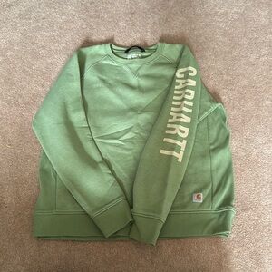 Carhartt Crew Neck Green With Sleeve Logo